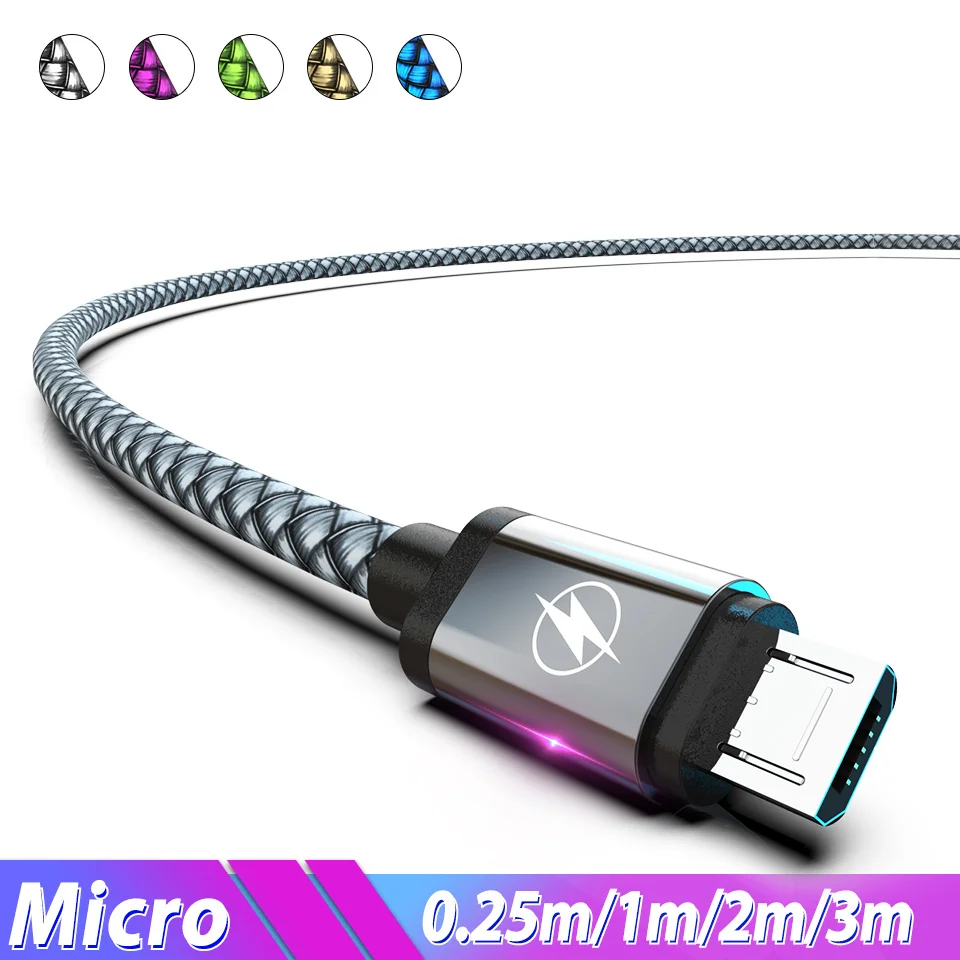 2/3 метра Micro USB кабель для зарядного устройства 25 см короткий Microusb Cavo Micro-Usb Xiaomi Redmi 7
