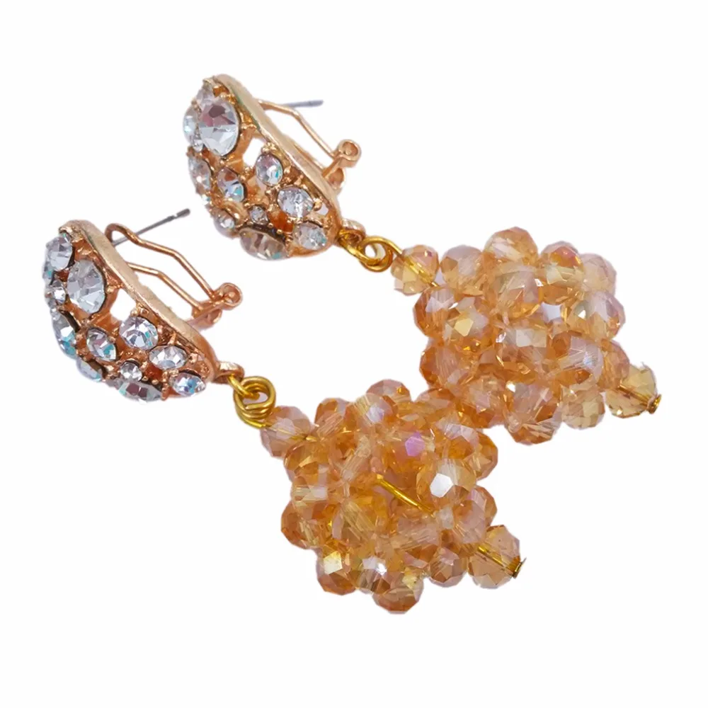 Модное ожерелье цвета шампанского и золотого AB с кристаллами бусинами из