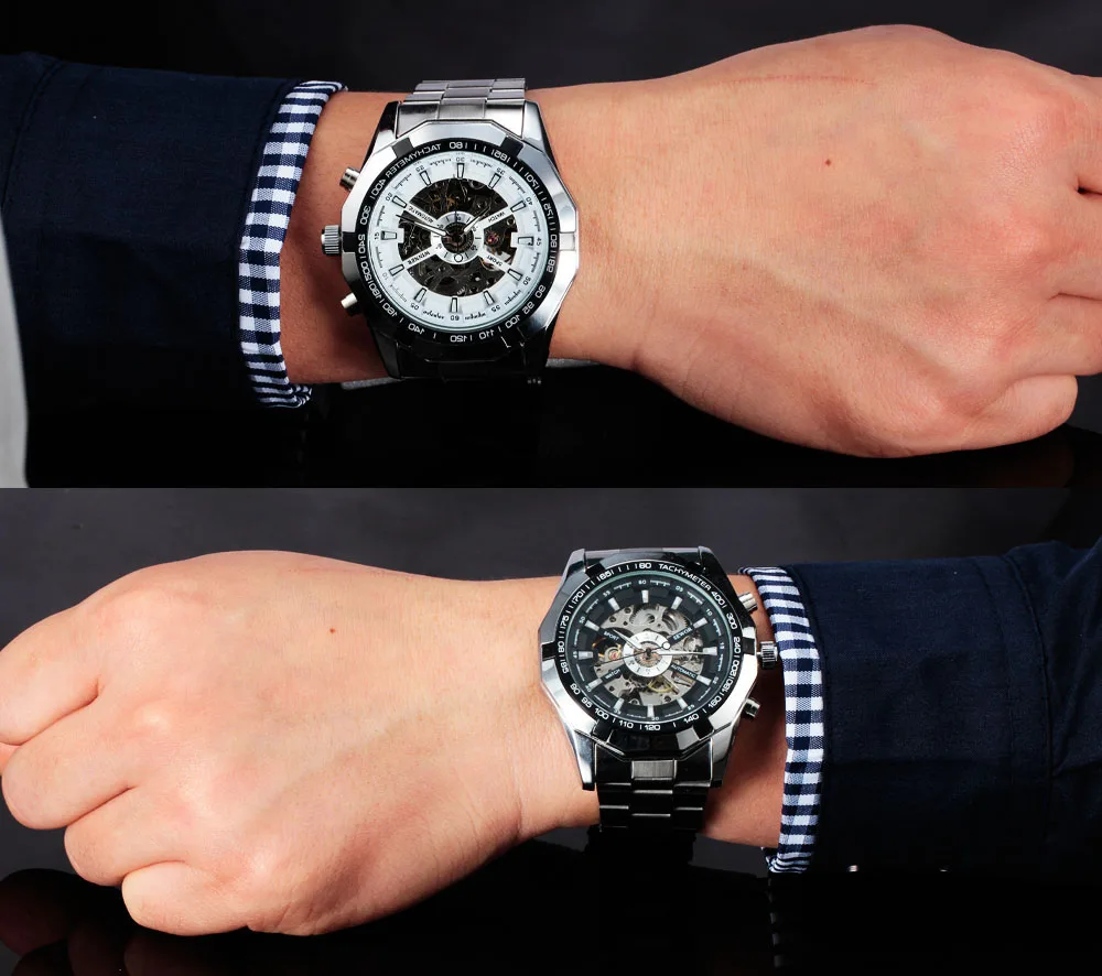 WINNER модные классические автоматические механические мужские спортивные часы