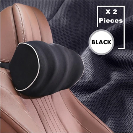 PurenLatex Универсальный 2 шт. автомобильный набор Подушка Автомобильная поддержка талии Авто память головка из вспененного материала отдых позвоночник защита Ортопедическая подушка - Цвет: Black Headrest x2