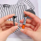 Креативная крутая брошь в виде сигареты с подсветкой, черные сочетания, мужские эмалированные булавки, булавки для курток, лацканов, булавки для шеи, пряжки, пуговицы, значки, ювелирные изделия Smking