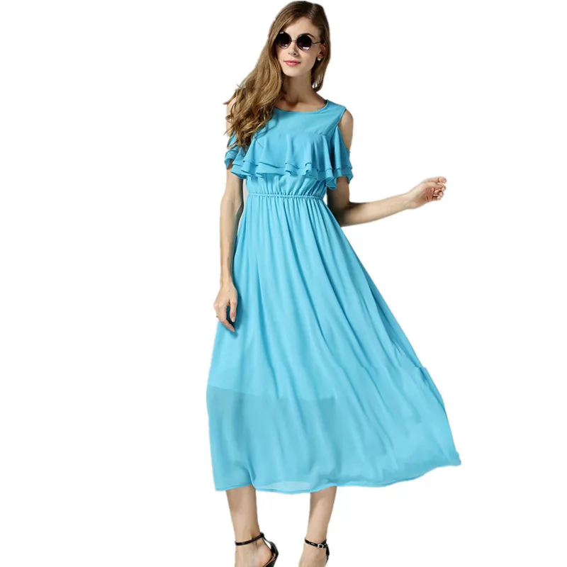 Vestidos Longos летнее платье шифон женщины бич Vestido лонго одеяние Vetement роковой длинные