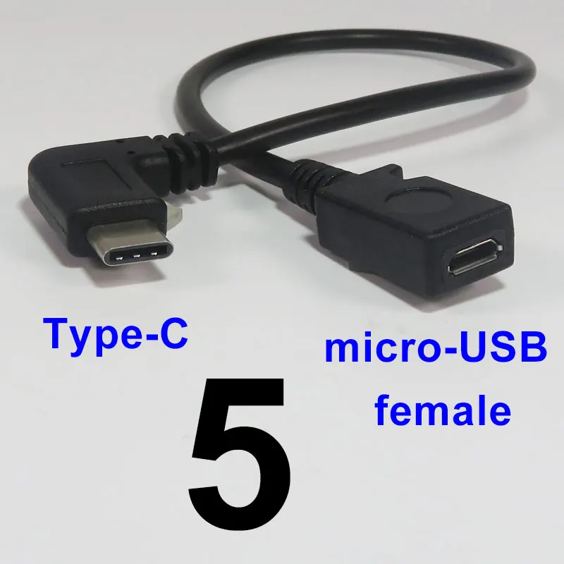 Гибкий кабель микро USB WAKEWO Type C Мама колено 90 прямоугольный шнур 30 см кривая