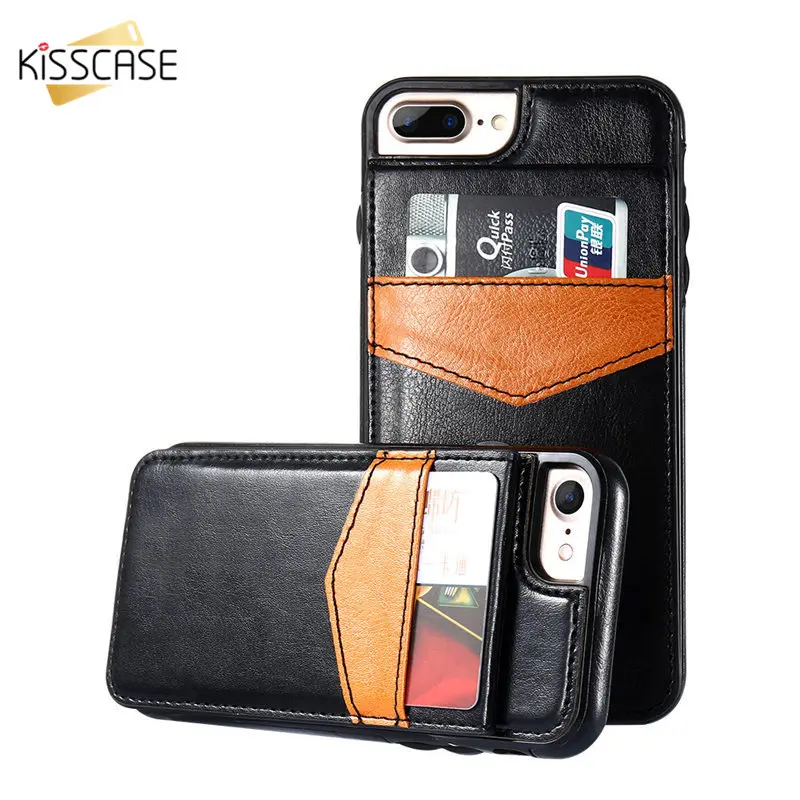 black Кожаный флип-чехол KISSCASE для телефона samsung Galaxy S9 S8 Plus, чехлы-подставки для samsung S7 S6 Edge, флип-чехол для карт, чехлы для samsung - Цвет: black