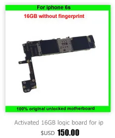 Оригинальная материнская плата для iPhone 6S с/без touch ID 16 Гб 64 Гб 128 ГБ разблокированная материнская плата Бесплатный iCloud IOS системная логическая плата
