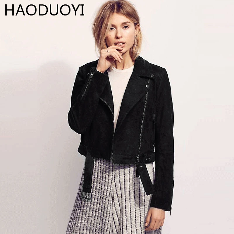 Haoduoyi женская обувь на застежке-молнии Курточка бомбер 2017 Новая мода осень