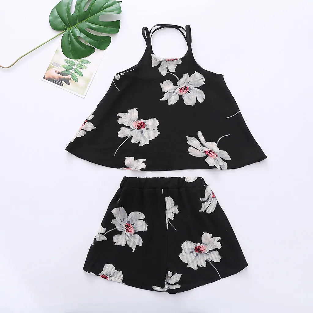 Kids Clothes Lovely Cute Floral Straps Camis Girl Suit Fashion Comfortable Casual Children Moda Infantil Menina |