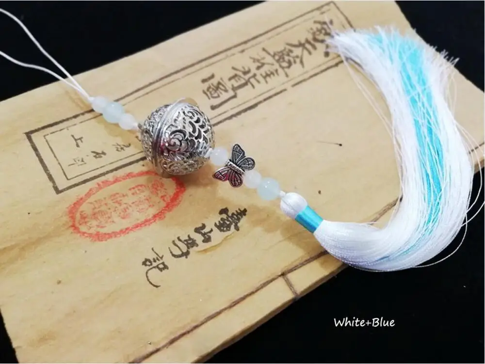 VEVEFHUANG Wei Wuxian прозрачный Колокольчик в форме сердца Косплей гроссмейстер демонического культивирования Косплей головные уборы реквизит Mo Dao Zu Shi Хэллоуин - Цвет: white blue