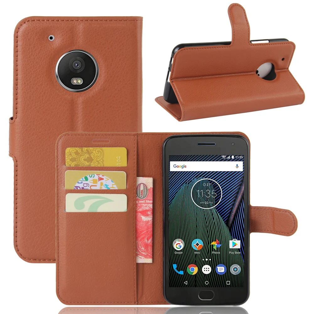 Флип чехол бумажник для мото G5 Роскошные cardslot кожаный MOTO крышка Бесплатная