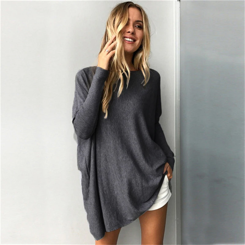 Pull Femme 2019 Осенний Повседневный длинный свитер Женский пуловер с длинными