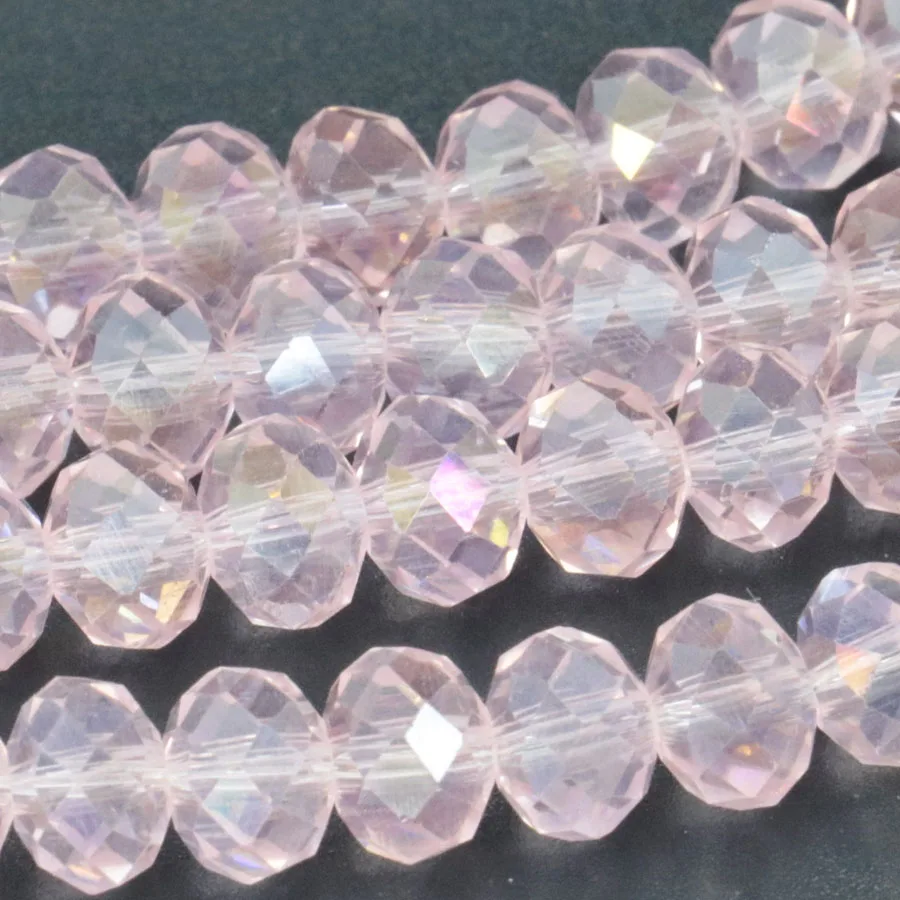 For Necklace 3x4mm Faceted Pink AB+ Colorful Glass Crystal Beads Semi Finished Stone Balls Loose DIY Jewelry Making Design | Украшения и