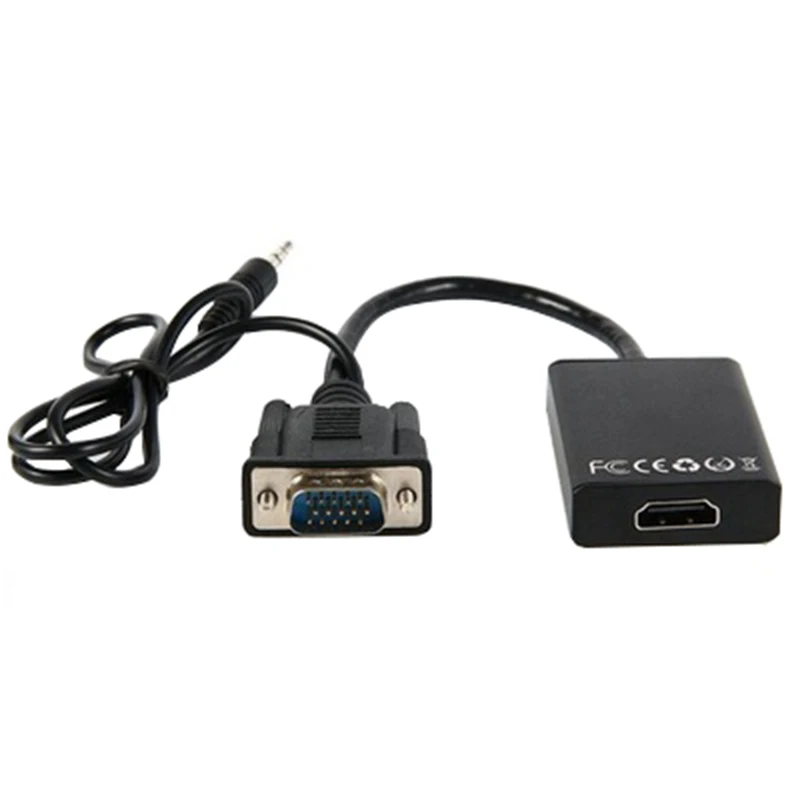 Переходник с VGA на HDMI совместимый кабель адаптер аудио 1080P для ПК ноутбука