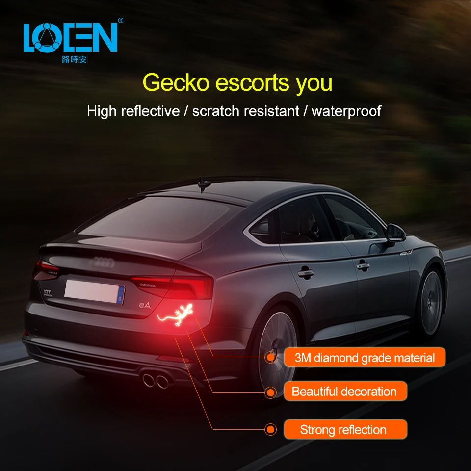 2 шт./лот Gecko Светоотражающая наклейка для безопасности автомобиля