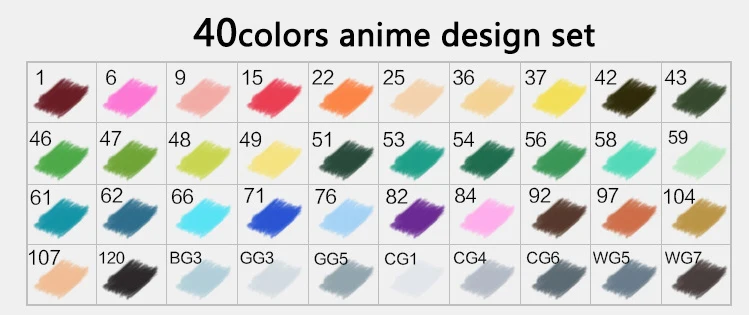 40colors 30 40 60 80 168 цветные художественные маркеры Аниме Дизайн Набор ручек для рисования тонкий широкий двуглавый эскиз манга Рисование scribble school 1MS03 - Цвет: 40colors