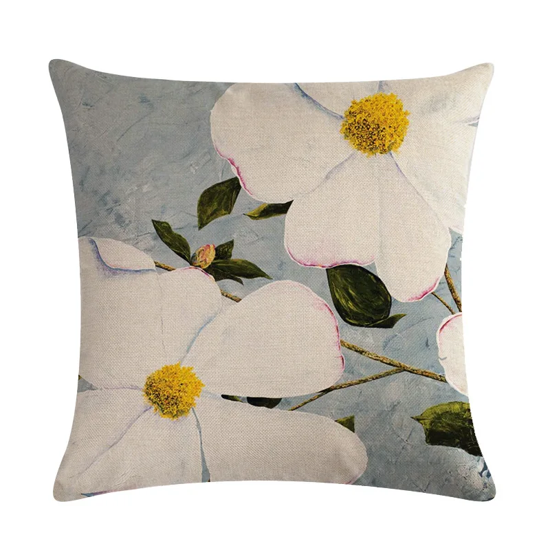 Наволочка с цветочным узором из хлопка и льна наволочка в винтажном стиле на