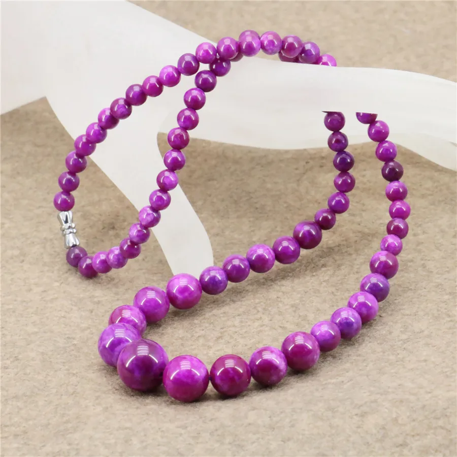 Ожерелье для женщин и девочек круглый розовый красный синий дождевой камень 6 14