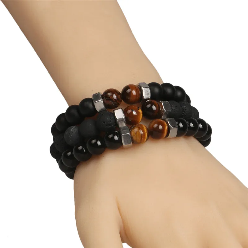 Женский и мужской матовый браслет MKENDN 10 мм с шариками в виде тигра|female bracelet|bracelet