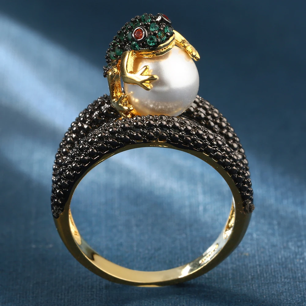Женские кольца с микро цирконием круглые на пальцы золотого цвета|pearl ring|finger ringrings