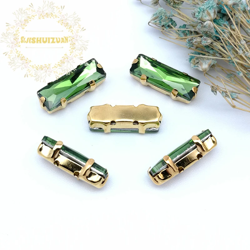 5*10 5*15 изумрудная прямоугольная стеклянная Хрустальная Стразы для пришивания с