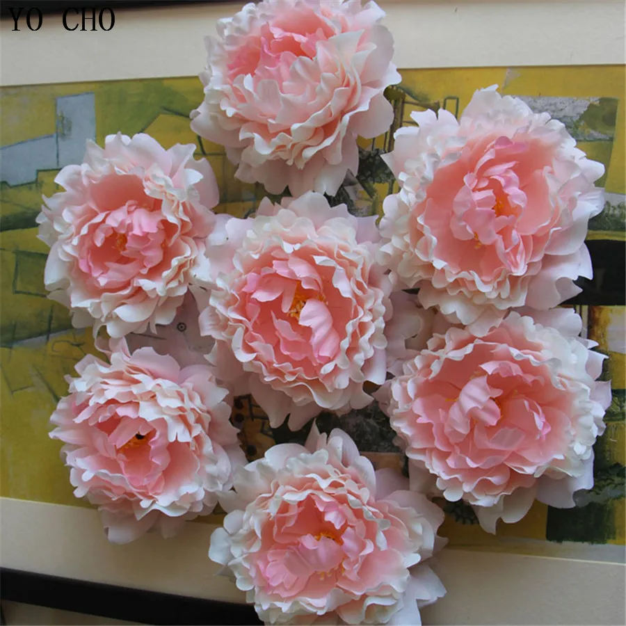 Венок из искусственного шелка с изображением пиона и цветочной головы