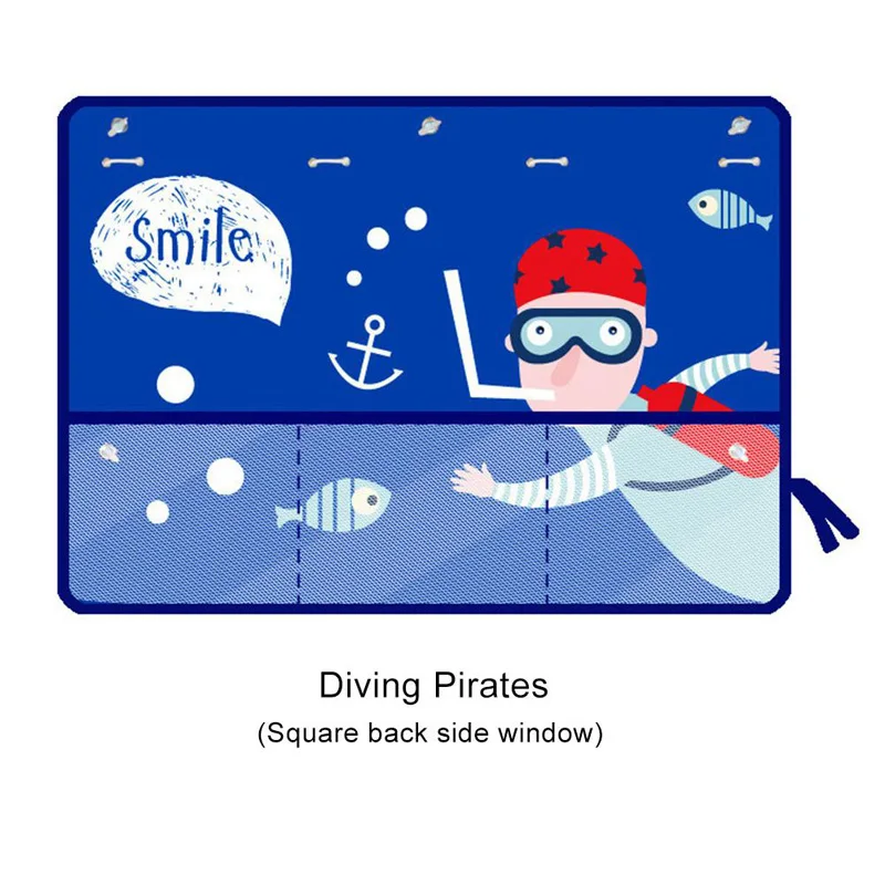 Diving pirates Мультяшное универсальное боковое окно автомобиля занавеска от солнца летняя Блокировка регулируемая детская Солнцезащитная тени солнечная сетка для хранения - Цвет: Diving pirates