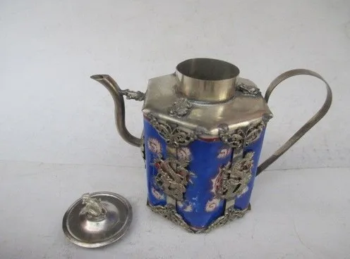 YM 314 Chinese ancient Tibet copper relief dragon monkey butterfly ceramic teapot | Дом и сад