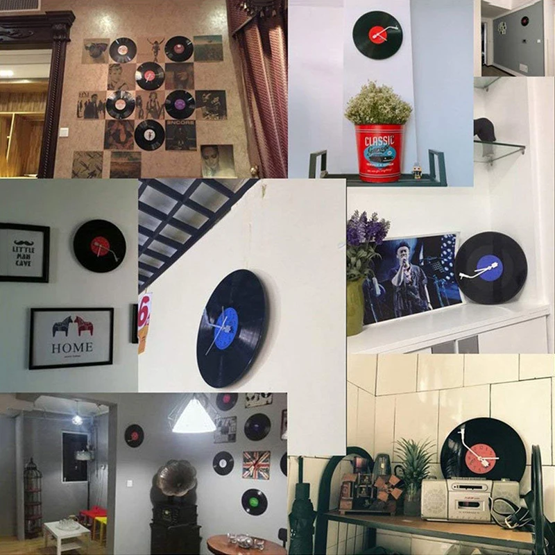 Кварцевые круглые винтажные настенные часы современный дизайн CD черные с
