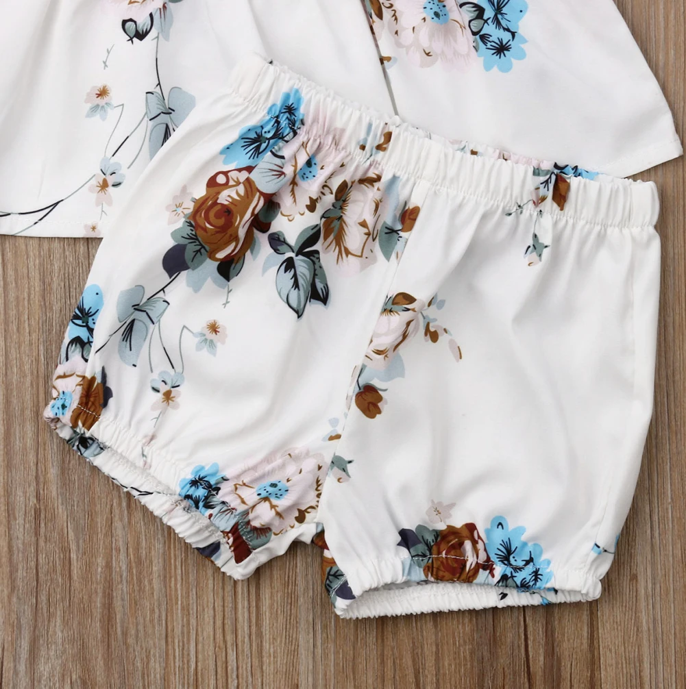 2019 Pudcoco Toddler Baby Kids Girls Ruffle Floral Tops Shorts Pants 2Pcs Outfits Clothes | Детская одежда и обувь
