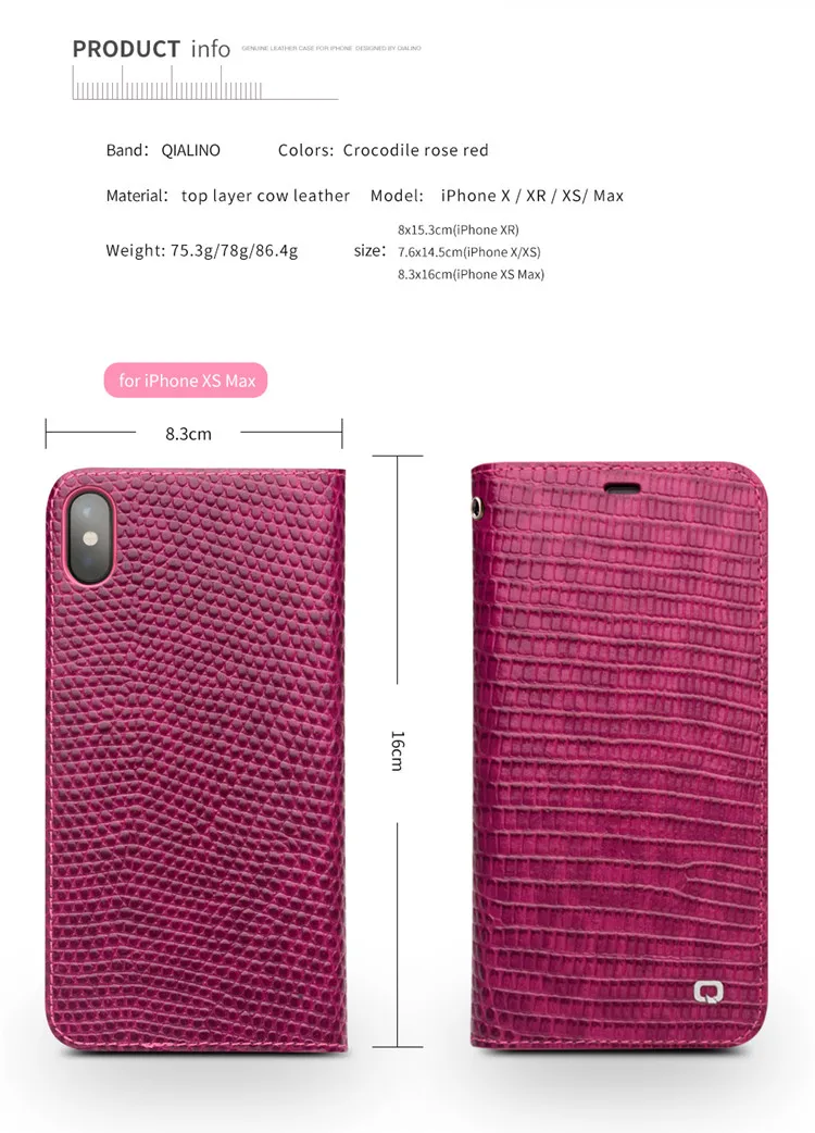 QIALINO чехол для телефона из натуральной кожи для iPhone X/XS/XR, модная роскошная женская сумка ручной работы, слот для карт, откидная крышка для iPhone XS Max