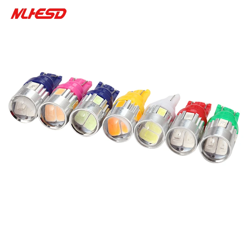 10 шт. T10 W5W 194 6SMD 5630 5730 6LED Клин светильник супер белый автомобиль боковые лампочки