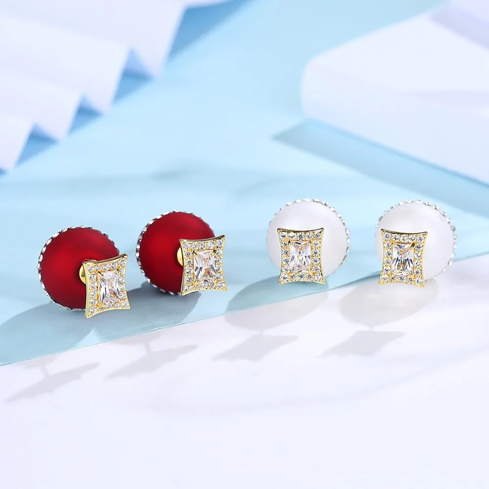 LUOTEEMI Роскошные Золотые сережки гвоздики для женщин модное ювелирное изделие