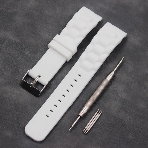 Ремешок силиконовый для часов, Водонепроницаемый Спортивный Повседневный изогнутый резиновый браслет с пряжкой с язычком, 20 мм, аксессуары для часов