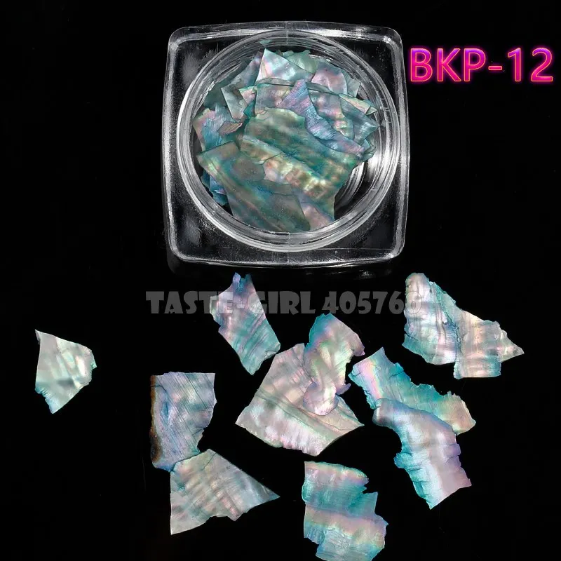 BKP12 1 баночка красочные 3D нерегулярные Абалон натуральный морской оболочки осколки текстуры Блестки для нейл Арта(искусство украшения ногтей) наклейка ломтик DIY Советы - Цвет: BKP12