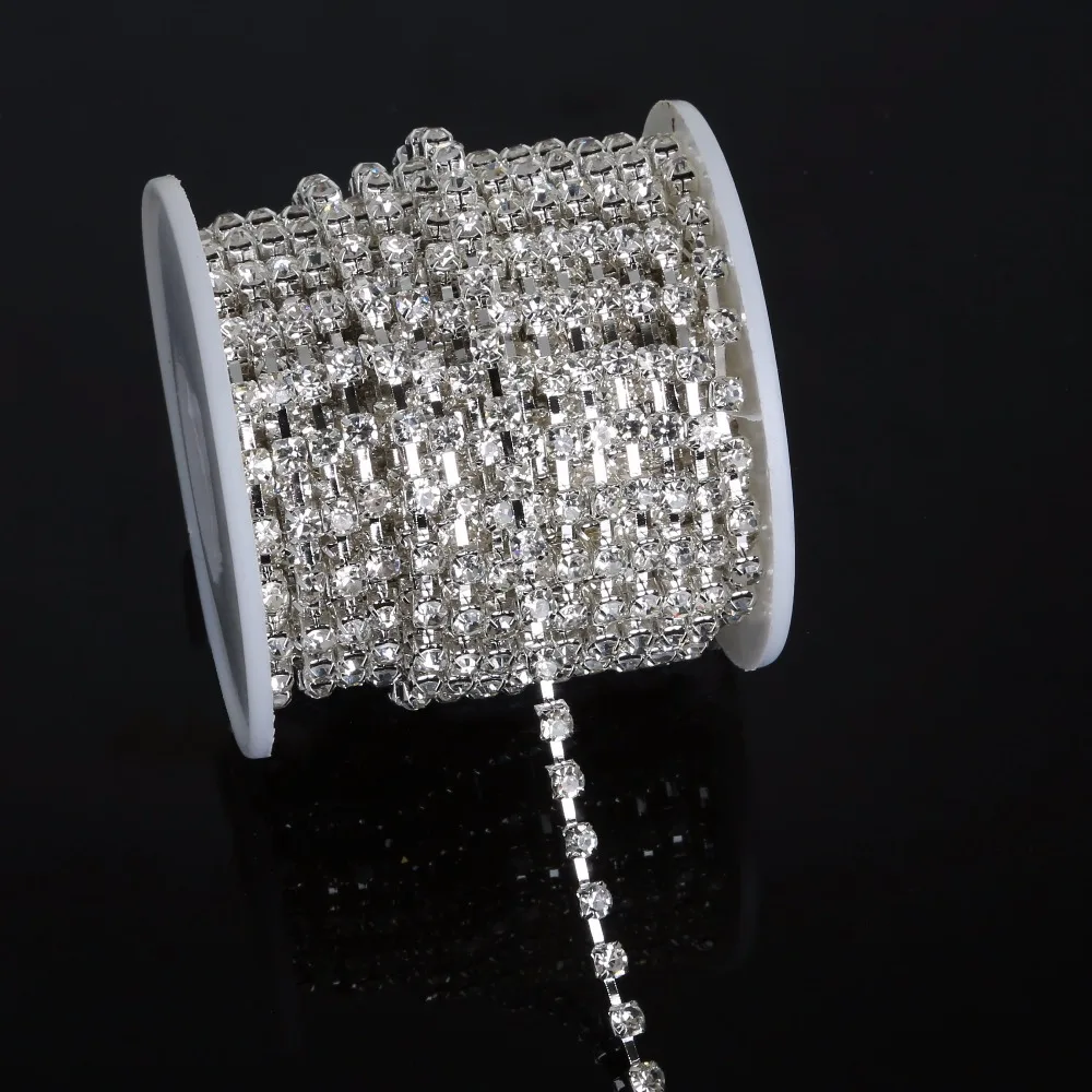 10 ярдов/рулон прозрачный кристалл для шитья одежды с родиевым основанием