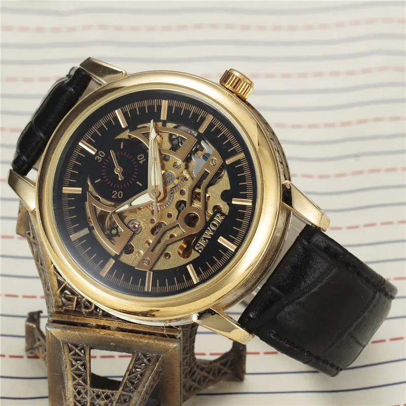 Sewor Relojes хомбре 2016 крокодил наручные часы мода Relogio Feminino скелет механическая рука
