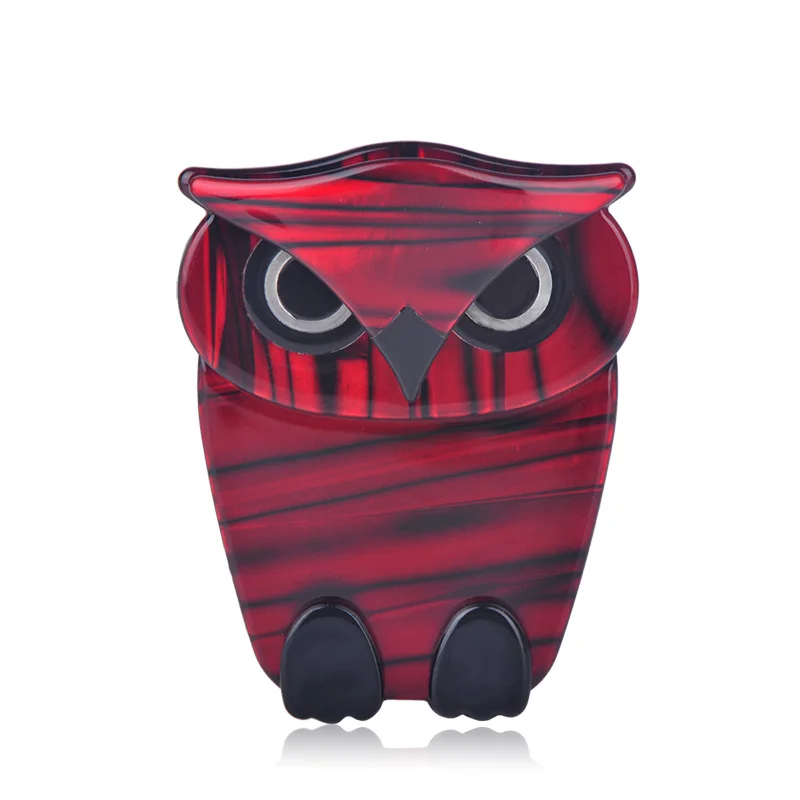 Owl Red FUNMOR акриловая сова бабочка попугай значок брошь ручной работы птица насекомое стиль Броши для женщин детская одежда декоративные подарки - Окраска металла: Owl Red