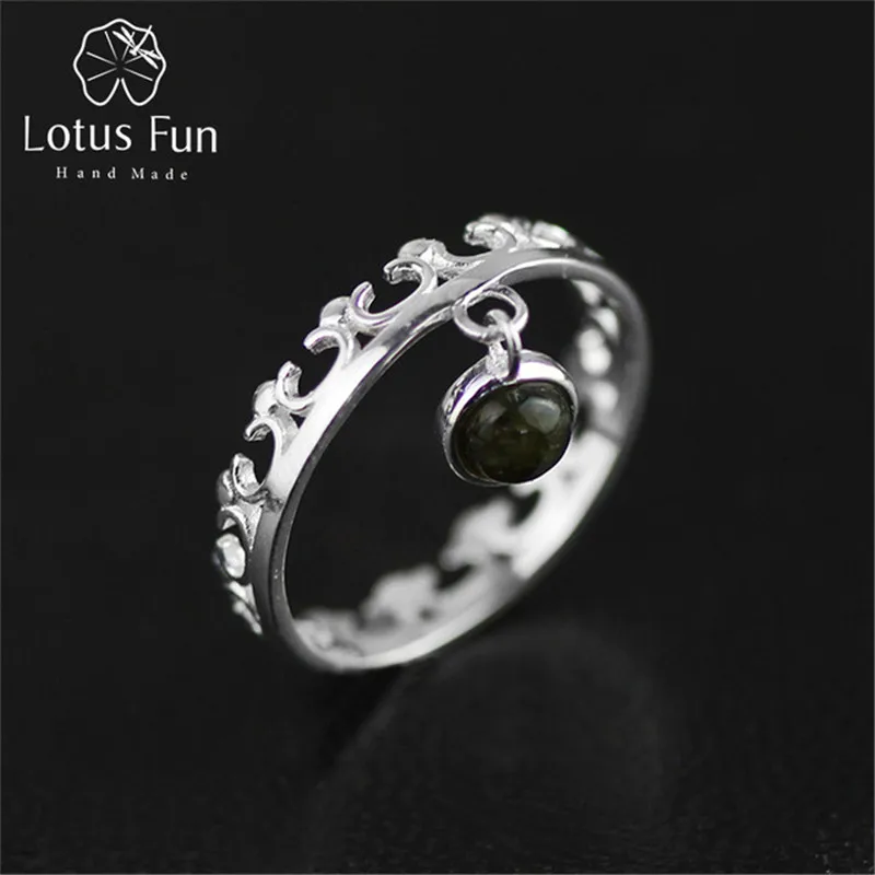 Lotus Fun реальные 925 серебро Натуральный камень ручной работы дизайнер Ювелирные