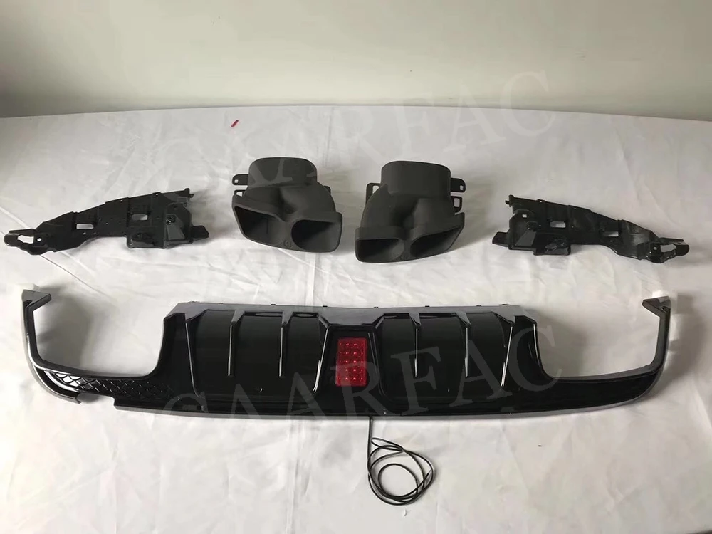 C Class ABS диффузор губа на задний бампер с выхлопная система для Benz W205 C200 C300 C43 C63 AMG