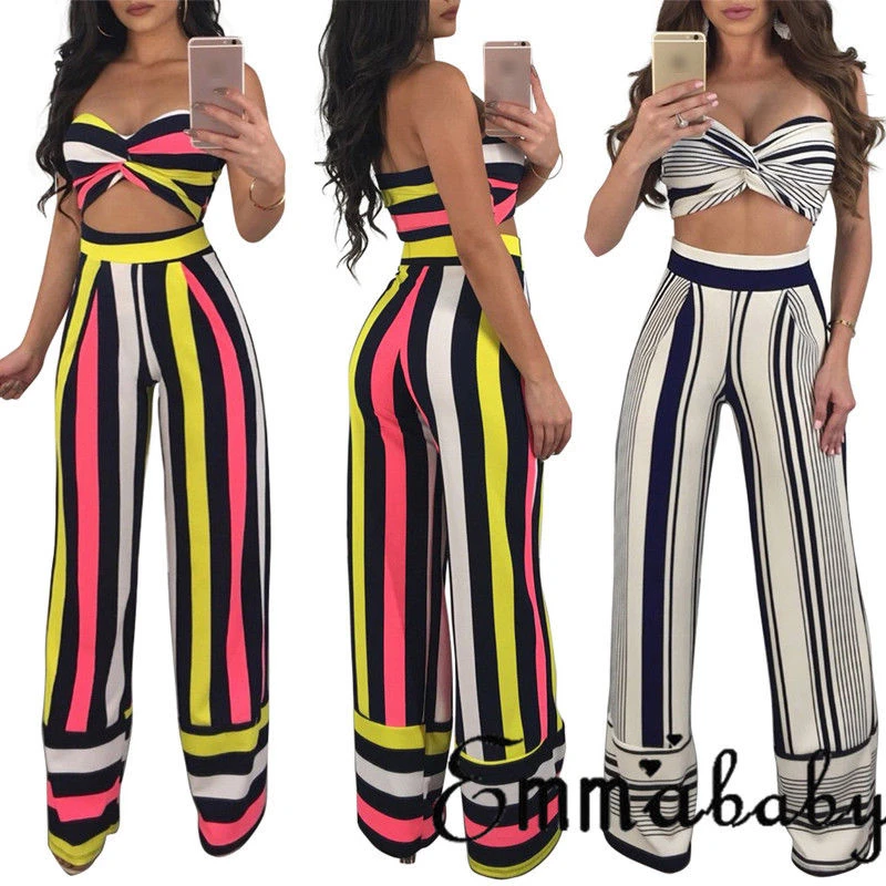 Комплект из 2 предметов женские комплекты одежды в полоску новая модная летняя