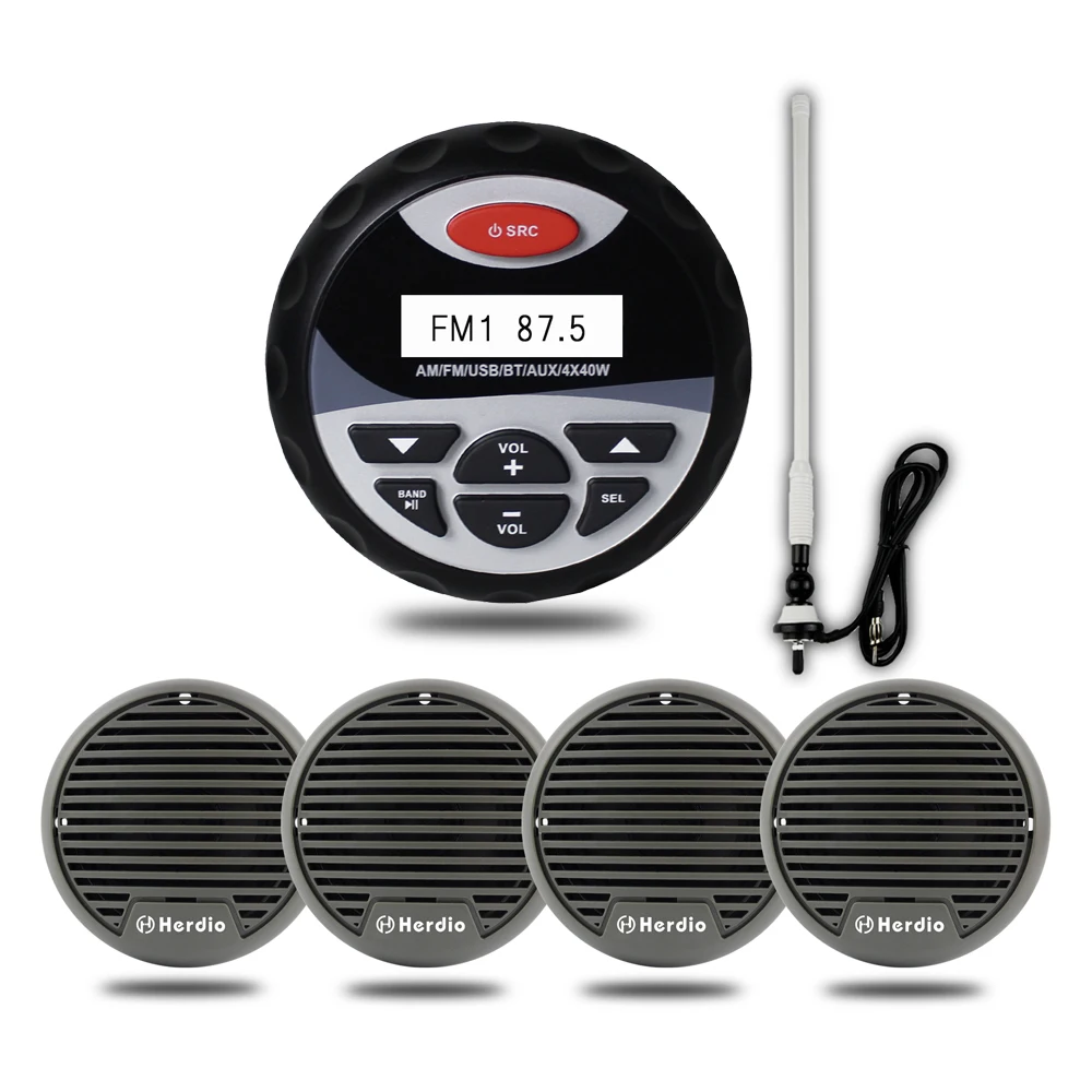 Морская стереосистема для лодки водонепроницаемое радио FM AM Bluetooth USB mp3 плеер 3