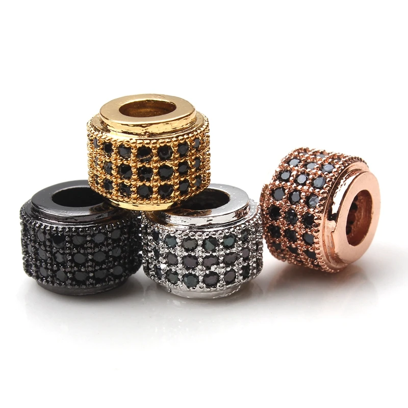 1 шт. модные micro pave Белый Черный Кристалл космические бусы Размер отверстия 4 мм