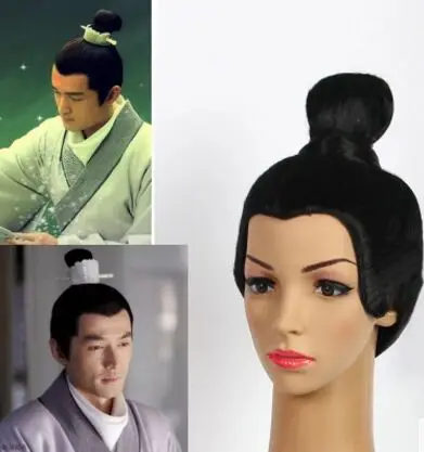 

Черные древние волосы для мужчин, Древняя китайская династия, мужские волосы, черный воин, косплей, волосы для студийной фотосъемки, косплей...