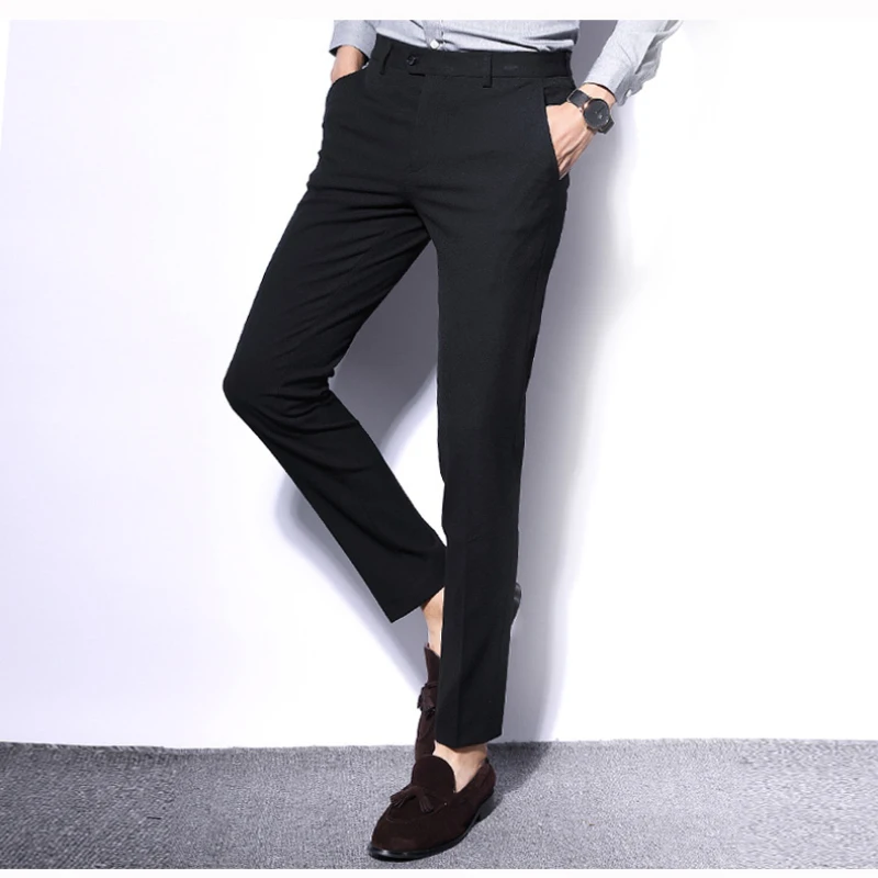 N& B брюки мужские формальные Бизнес Офис Slim Fit Брюки Для мужчин ботильоны-Длина брюки мужской классический черный костюм брюки SR42