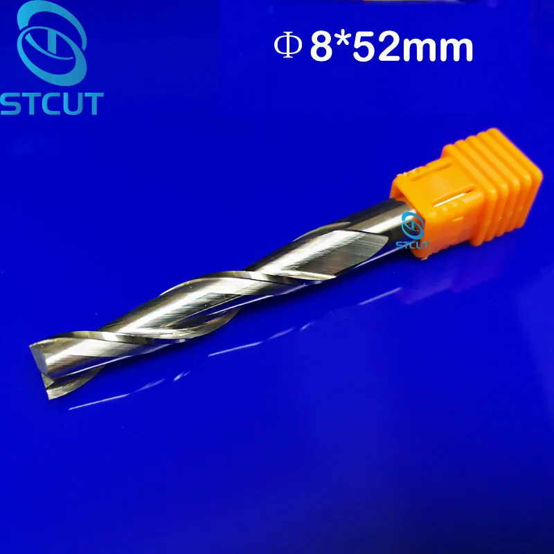 

2pcs 8*52mm Carbide CNC Milling Cutters Tools 2 Double Two Flute Spiral Bit Router End Mill CED 8mm CEL 52mm