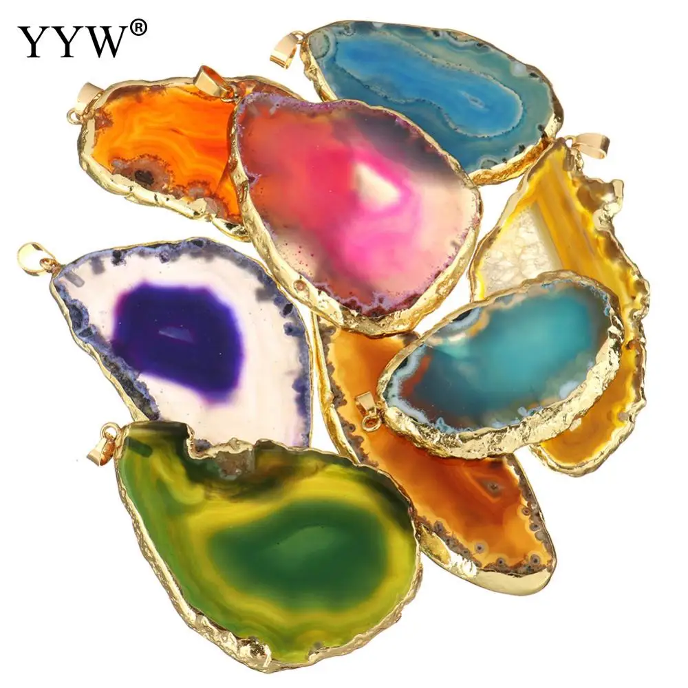 Hot Sale Natural Agates Pendant Stone Connector Irregular Open Geode Connectors Jewelry | Украшения и аксессуары