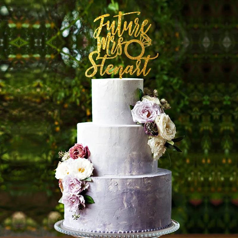 Futurs mrs Love Cake Toppe персонализированные Именные свадебные украшения для торта