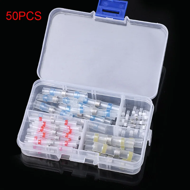 50pcs Проект коробки Термоусадочные Припоя рукава провода обжимные стыковые клеммы Разъемы Терминатор Электрический Conector W315 - Цвет: 50pcs
