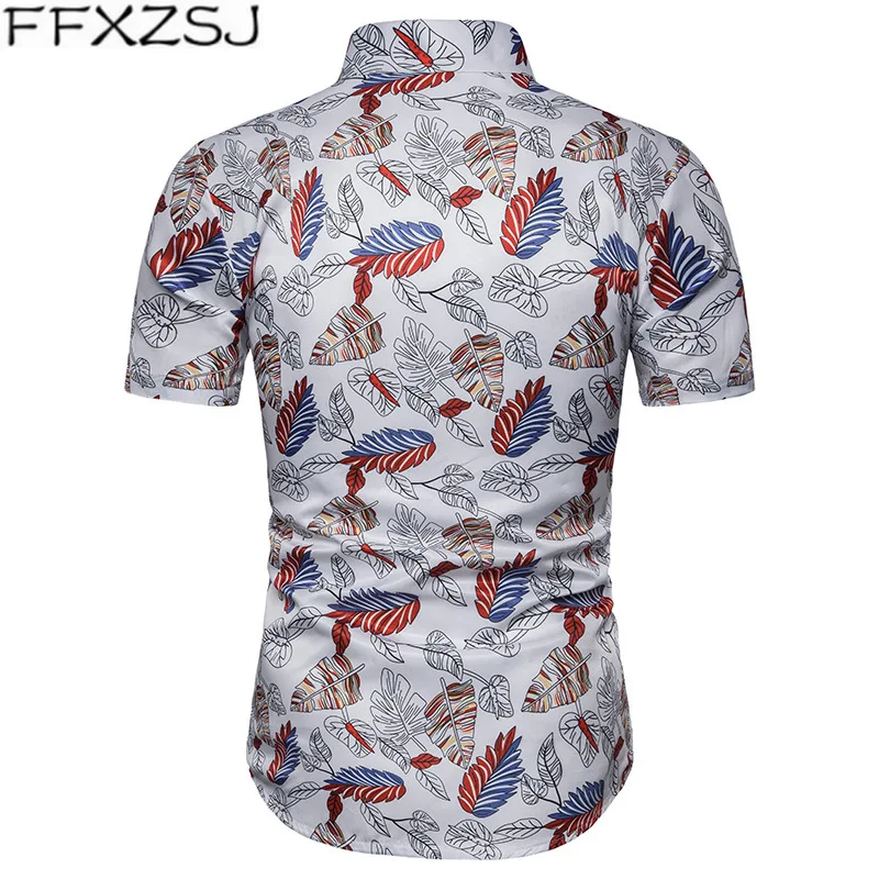 

Stylish Leaves Print Hawaiian Beach Shirt Men 2019 Summer New Short Sleeve Aloha Shirts Casual Holiday Party Camisa Hawaiana 3XL