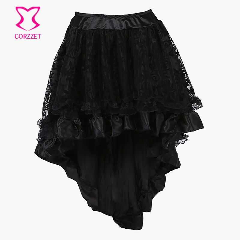 Женская юбка с оборками черная Пышная из тюля цветочным принтом и атласной