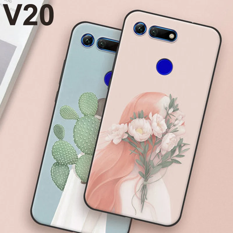 Чехол для Huawei Honor V20 мягкий силиконовый чехол телефона с цветочным узором